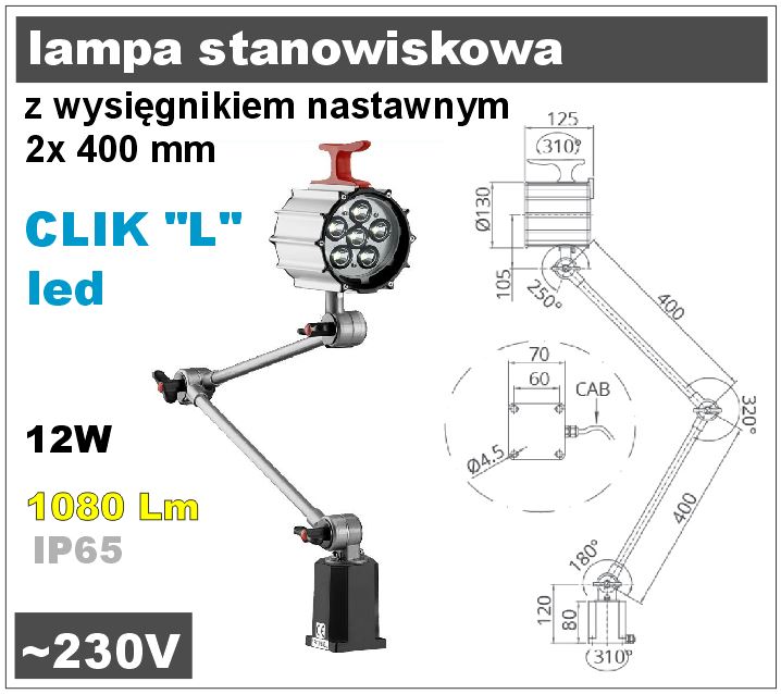 lampy led na wysięgniku regulowanym